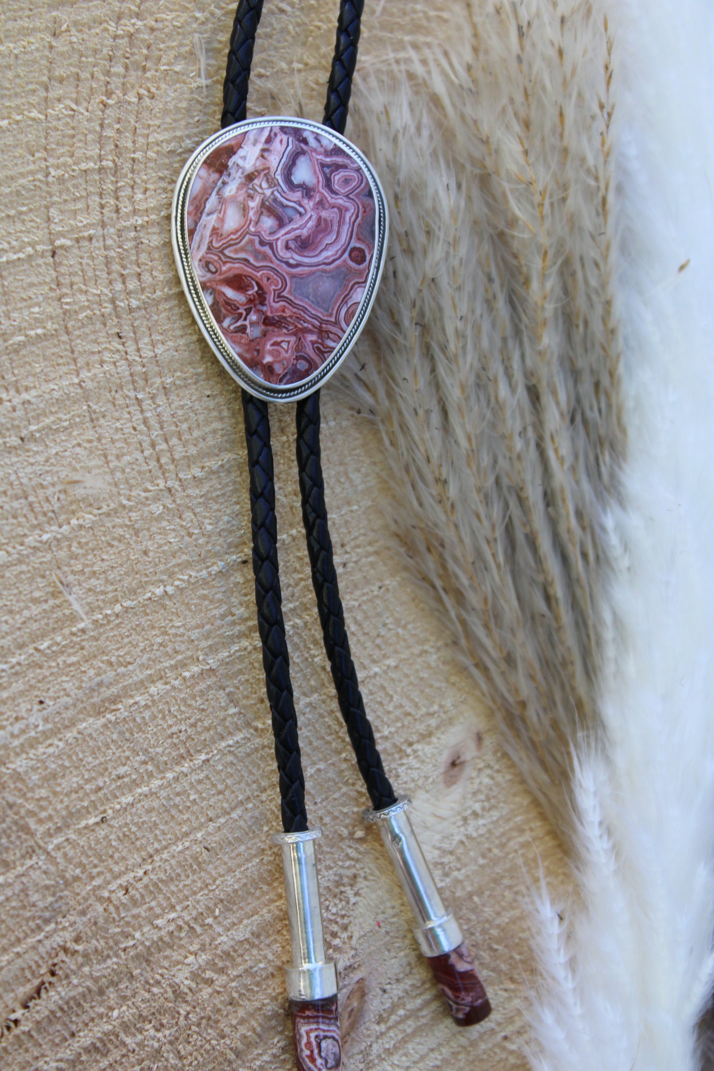 Crazy Lace Agate Bolo Tie