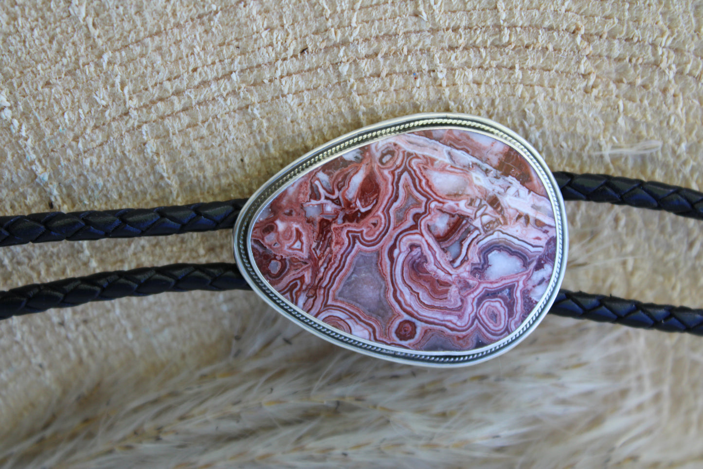 Crazy Lace Agate Bolo Tie