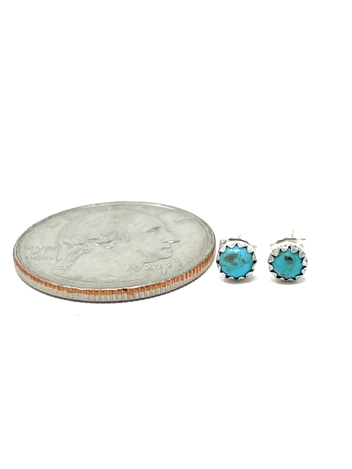 Turquoise Stud Earrings 4MM Round