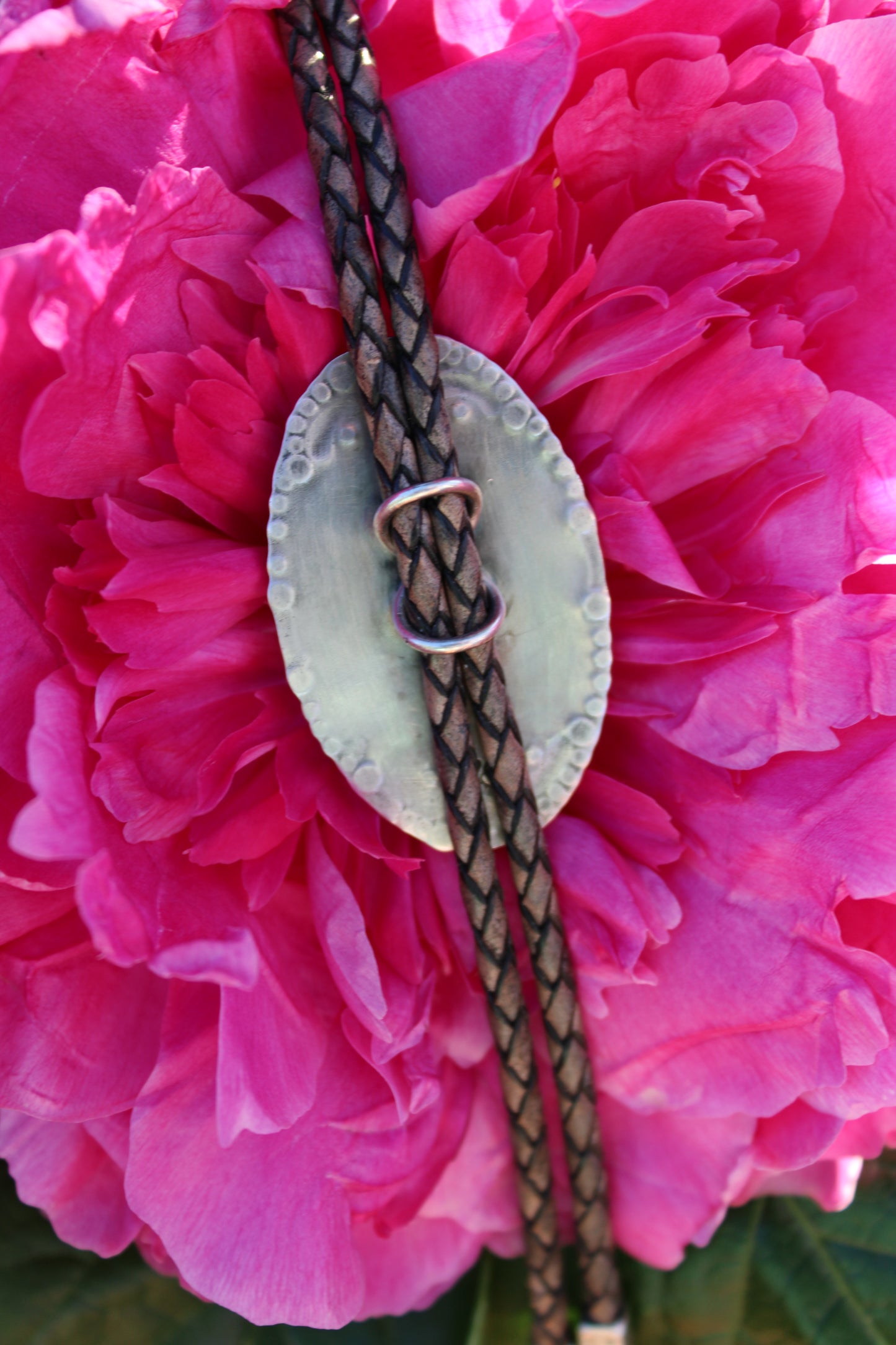 Chrysacolla Bolo Tie with Opal Tips