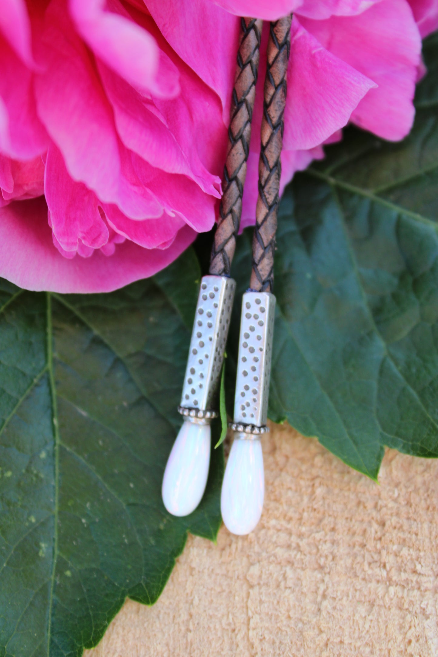 Chrysacolla Bolo Tie with Opal Tips