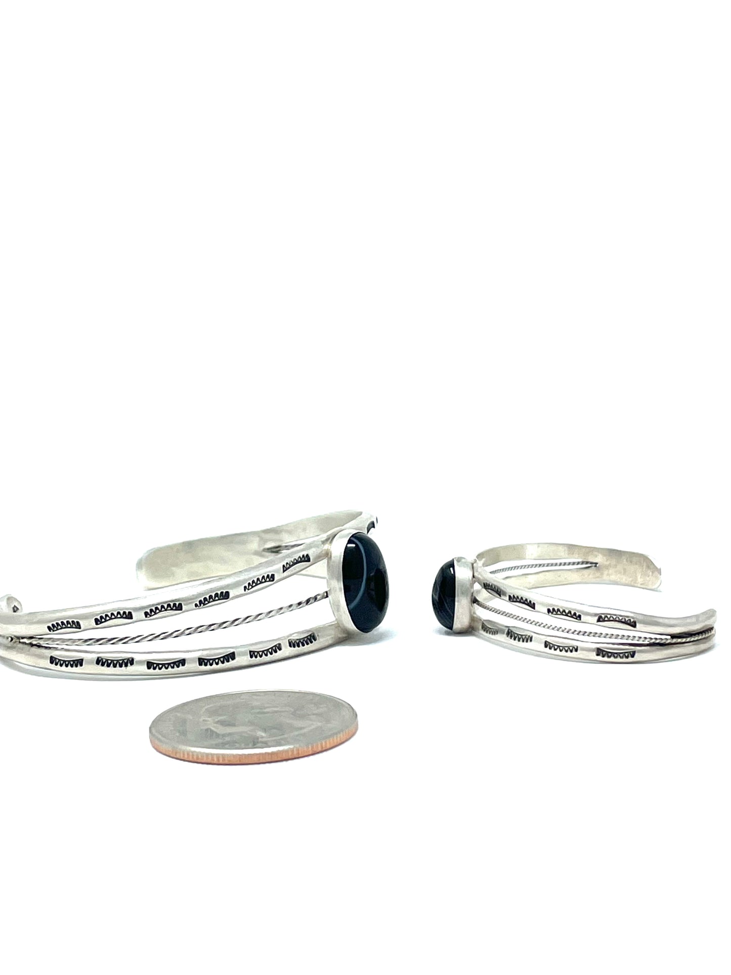 Black Lace Onyx Mother + Daughter Matching Bracelet Set