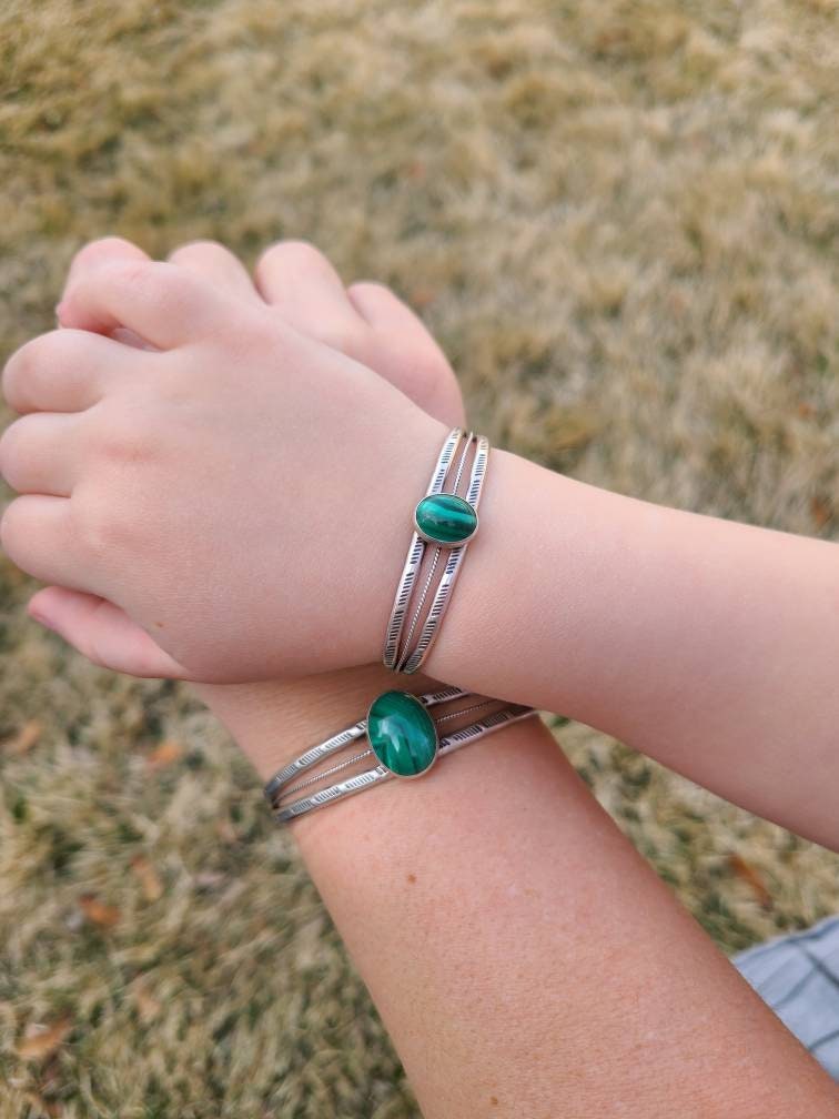 Malachite Mother + Daughter Bracelet Set