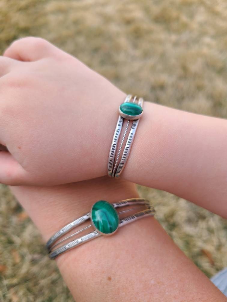 Malachite Mother + Daughter Bracelet Set